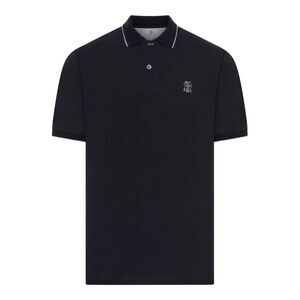 Brunello Cucinelli Men Cotton Polo Shirt With Embroidered Logo